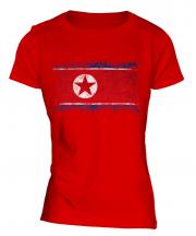 North Korea Distressed Flag Ladies T-Shirt