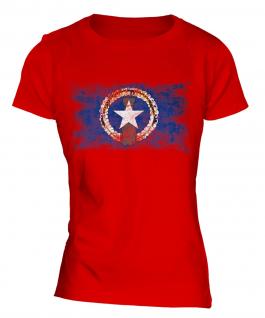 Northern Mariana Islands Distressed Flag Ladies T-Shirt