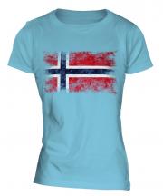 Norway Distressed Flag Ladies T-Shirt