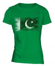 Pakistan Distressed Flag Ladies T-Shirt