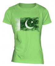 Pakistan Distressed Flag Ladies T-Shirt