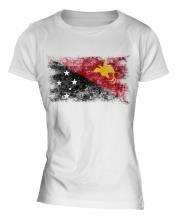 Papua New Guinea Distressed Flag Ladies T-Shirt
