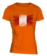 Peru Distressed Flag Ladies T-Shirt