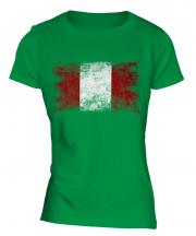 Peru Distressed Flag Ladies T-Shirt