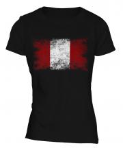 Peru Distressed Flag Ladies T-Shirt