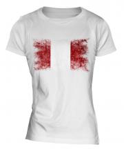 Peru Distressed Flag Ladies T-Shirt