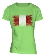 Peru Distressed Flag Ladies T-Shirt