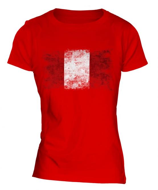 Peru Distressed Flag Ladies T-Shirt