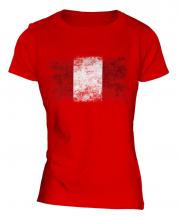 Peru Distressed Flag Ladies T-Shirt