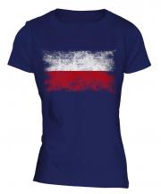 Poland Distressed Flag Ladies T-Shirt