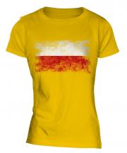 Poland Distressed Flag Ladies T-Shirt