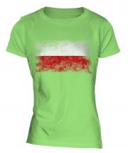 Poland Distressed Flag Ladies T-Shirt