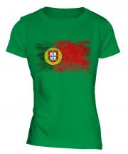 Portugal Distressed Flag Ladies T-Shirt