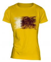 Qatar Distressed Flag Ladies T-Shirt