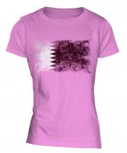 Qatar Distressed Flag Ladies T-Shirt