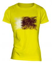 Qatar Distressed Flag Ladies T-Shirt