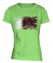 Qatar Distressed Flag Ladies T-Shirt