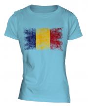 Romania Distressed Flag Ladies T-Shirt