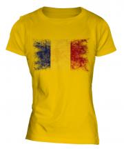 Romania Distressed Flag Ladies T-Shirt