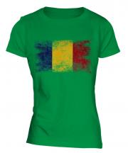 Romania Distressed Flag Ladies T-Shirt