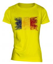 Romania Distressed Flag Ladies T-Shirt