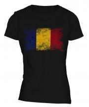 Romania Distressed Flag Ladies T-Shirt