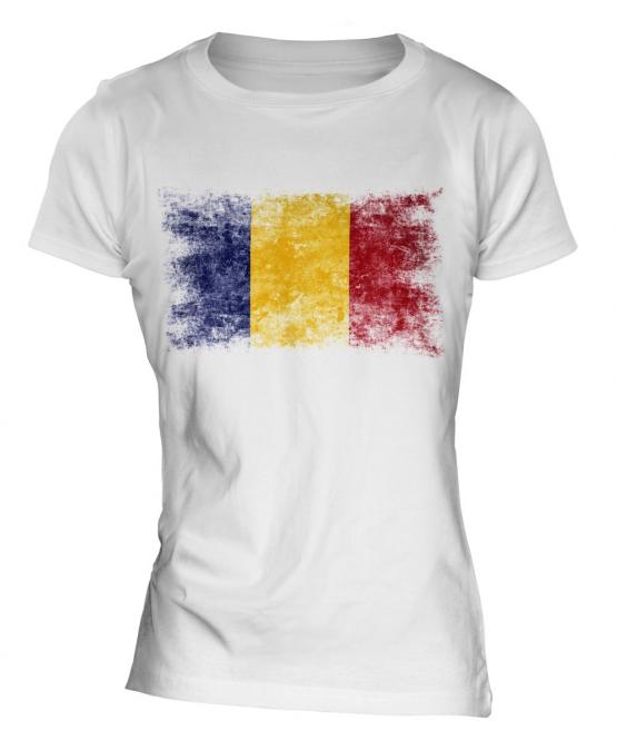 Romania Distressed Flag Ladies T-Shirt