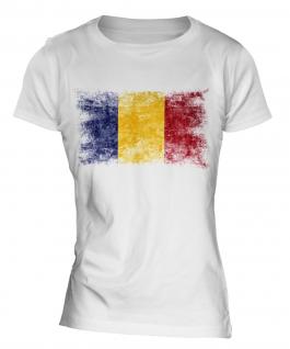 Romania Distressed Flag Ladies T-Shirt