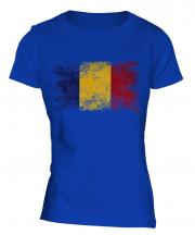 Romania Distressed Flag Ladies T-Shirt