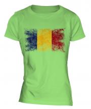 Romania Distressed Flag Ladies T-Shirt