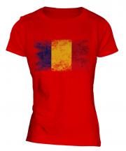 Romania Distressed Flag Ladies T-Shirt