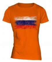 Russia Distressed Flag Ladies T-Shirt