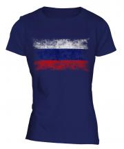 Russia Distressed Flag Ladies T-Shirt