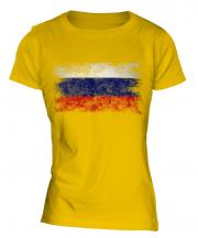 Russia Distressed Flag Ladies T-Shirt