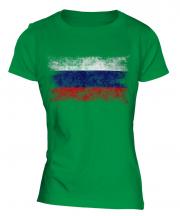 Russia Distressed Flag Ladies T-Shirt