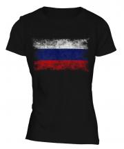 Russia Distressed Flag Ladies T-Shirt