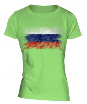 Russia Distressed Flag Ladies T-Shirt