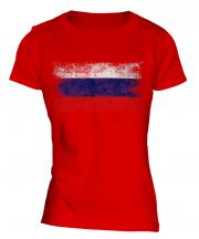 Russia Distressed Flag Ladies T-Shirt