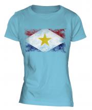 Saba Distressed Flag Ladies T-Shirt