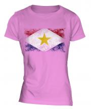 Saba Distressed Flag Ladies T-Shirt
