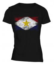 Saba Distressed Flag Ladies T-Shirt