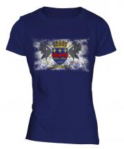 Saint Barthelemy Distressed Flag Ladies T-Shirt