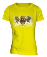 Saint Barthelemy Distressed Flag Ladies T-Shirt