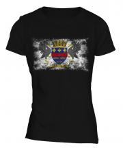 Saint Barthelemy Distressed Flag Ladies T-Shirt