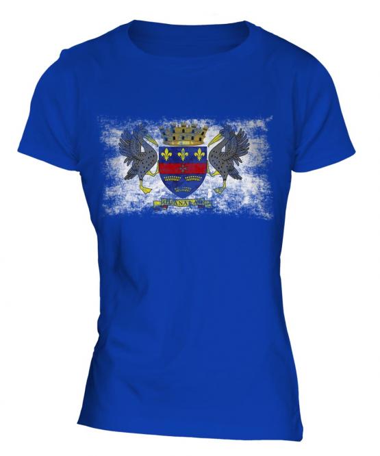 Saint Barthelemy Distressed Flag Ladies T-Shirt