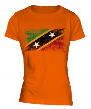 Saint Kitts And Nevis Distressed Flag Ladies T-Shirt