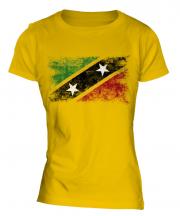 Saint Kitts And Nevis Distressed Flag Ladies T-Shirt