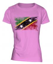 Saint Kitts And Nevis Distressed Flag Ladies T-Shirt