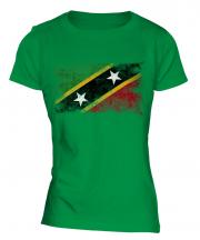 Saint Kitts And Nevis Distressed Flag Ladies T-Shirt