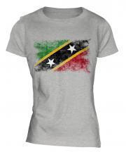 Saint Kitts And Nevis Distressed Flag Ladies T-Shirt